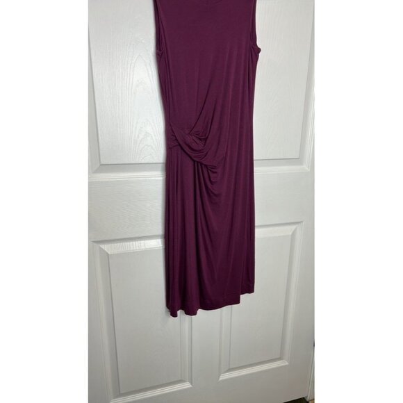 Garnet Hill Knit Jersey Dress Women's 2 Purple Sleeveless Faux Wrap Minimal Dres - Picture 4 of 6